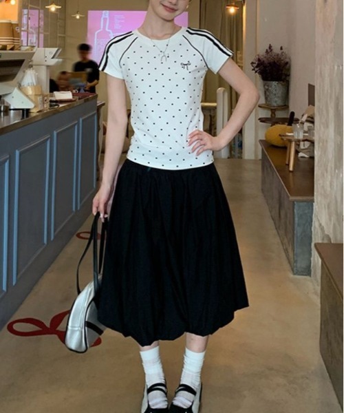 Vipoa(ヴィポア)の「polka dot line T-shirt(Tシャツ/カットソー・レディース・ピンク/ホワイト・FREE)」の20枚目の写真