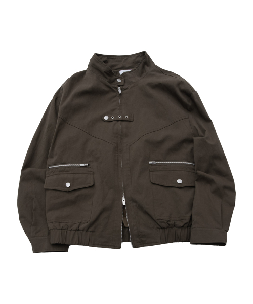 PLACESTUDIOMAN（プレイススタジオメンズ）の「ハイネックスタンダードアイレットビジョポイントコットンブルゾンツーウェイジャケット[ブラウン]（デニムジャケット・メンズ・ブラウン・FREE）」の2枚目の写真