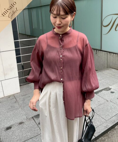 Remind me and forever（リマインドミーアンドフォーエバー）の「【@_misato____】上品シアーWボタンブラウス（シャツ/ブラウス・レディース・ダークブラウン/アイボリー/モカ/ブルー/ブラック・FREE）」の3枚目の写真