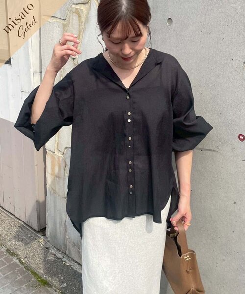 Remind me and forever（リマインドミーアンドフォーエバー）の「【@_misato____】上品シアーWボタンブラウス（シャツ/ブラウス・レディース・ダークブラウン/アイボリー/モカ/ブルー/ブラック・FREE）」の2枚目の写真