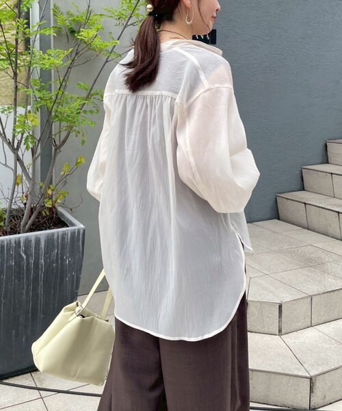 Remind me and forever（リマインドミーアンドフォーエバー）の「【@_misato____】上品シアーWボタンブラウス（シャツ/ブラウス・レディース・ダークブラウン/アイボリー/モカ/ブルー/ブラック・FREE）」の10枚目の写真