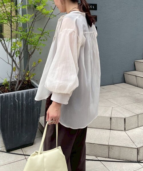 Remind me and forever（リマインドミーアンドフォーエバー）の「【@_misato____】上品シアーWボタンブラウス（シャツ/ブラウス・レディース・ダークブラウン/アイボリー/モカ/ブルー/ブラック・FREE）」の11枚目の写真