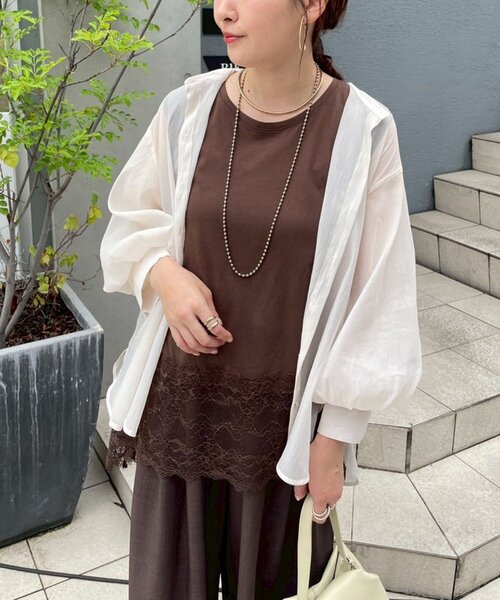 Remind me and forever（リマインドミーアンドフォーエバー）の「【@_misato____】上品シアーWボタンブラウス（シャツ/ブラウス・レディース・ダークブラウン/アイボリー/モカ/ブルー/ブラック・FREE）」の12枚目の写真