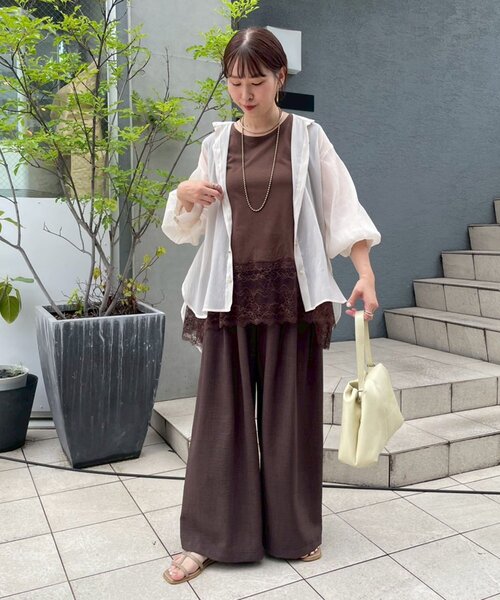 Remind me and forever（リマインドミーアンドフォーエバー）の「【@_misato____】上品シアーWボタンブラウス（シャツ/ブラウス・レディース・ダークブラウン/アイボリー/モカ/ブルー/ブラック・FREE）」の14枚目の写真