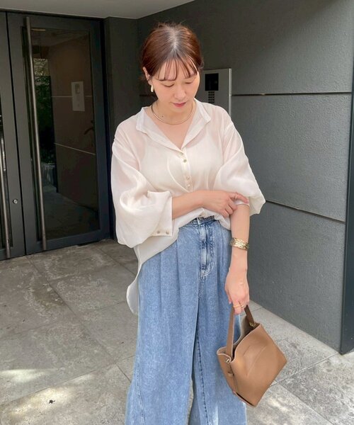 Remind me and forever（リマインドミーアンドフォーエバー）の「【@_misato____】上品シアーWボタンブラウス（シャツ/ブラウス・レディース・ダークブラウン/アイボリー/モカ/ブルー/ブラック・FREE）」の18枚目の写真