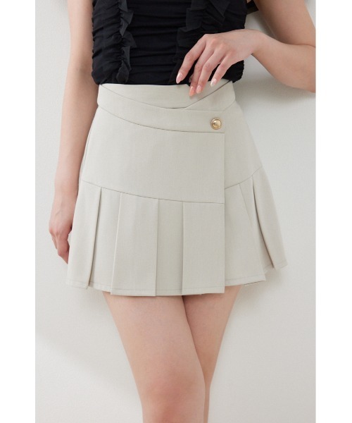 rienda（リエンダ）の「ラップベルトミニスコートショートパンツ　夏服（スカート・レディース・ライトブラック/ライトピンク/ベージュ・MEDIUM/SMALL/X-SMALL）」の2枚目の写真