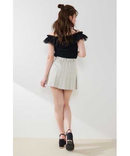 rienda（リエンダ）の「ラップベルトミニスコートショートパンツ　夏服（スカート・レディース・ライトブラック/ライトピンク/ベージュ・MEDIUM/SMALL/X-SMALL）」の4枚目の写真