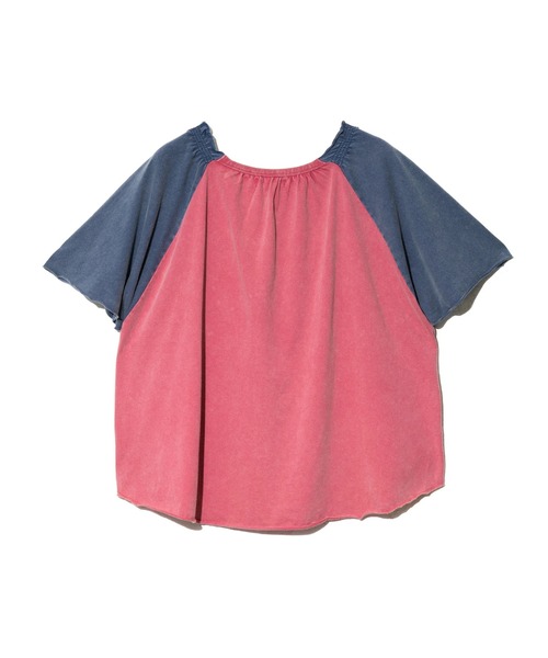 CUBE SUGAR(キューブシュガー)の「CUBE SUGAR/キューブシュガー 21/-天竺パウダー加工ベルスリーブPO(Tシャツ/カットソー・レディース・チャコールグレー/ピンク・FREE)」の3枚目の写真
