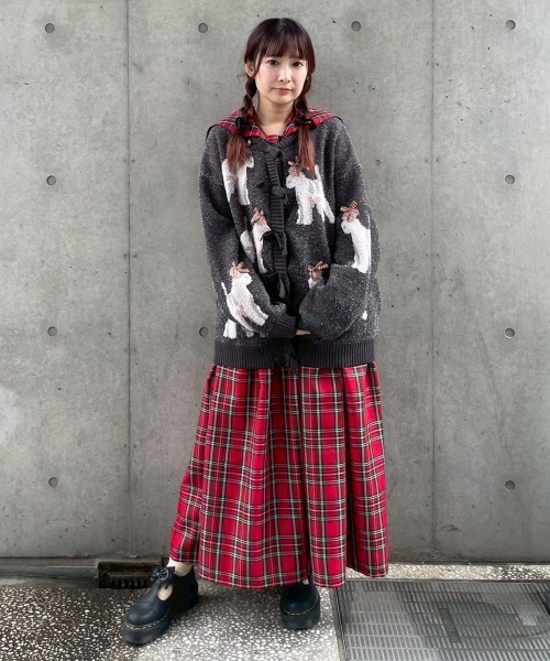 Candy Stripper(キャンディストリッパー)の「DOG RIBBON KNIT カーディガン(カーディガン/ボレロ・レディース・レッド/アイボリー/チャコール・FREE)」の19枚目の写真