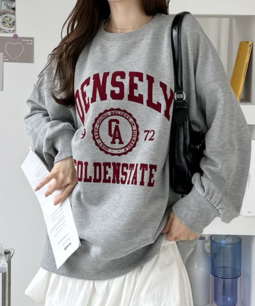 Ada.（エイダ）の「カレッジ フロッキー ロゴ ビッグ スウェット プルオーバー（Tシャツ/カットソー・レディース・ネイビー/杢グレー/ワインレッド・FREE）」の2枚目の写真
