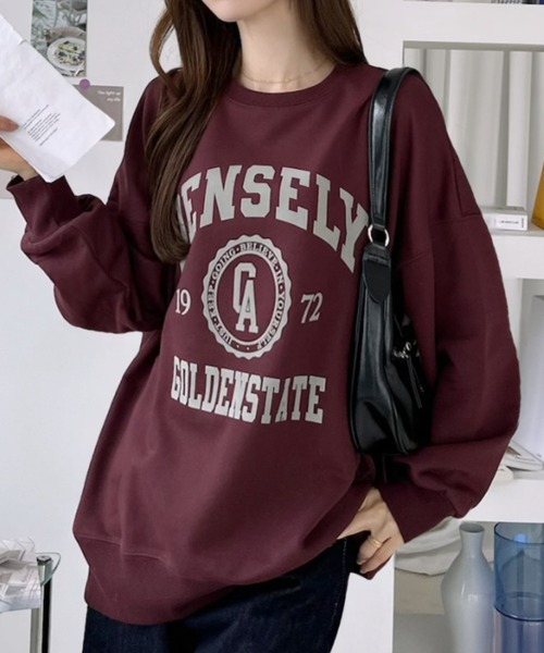Ada.（エイダ）の「カレッジ フロッキー ロゴ ビッグ スウェット プルオーバー（Tシャツ/カットソー・レディース・ネイビー/杢グレー/ワインレッド・FREE）」の3枚目の写真