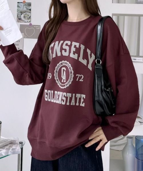 Ada.（エイダ）の「カレッジ フロッキー ロゴ ビッグ スウェット プルオーバー（Tシャツ/カットソー・レディース・ネイビー/杢グレー/ワインレッド・FREE）」の6枚目の写真