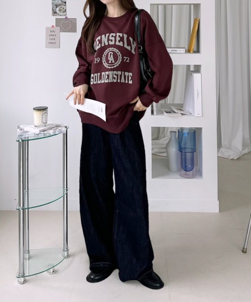 Ada.（エイダ）の「カレッジ フロッキー ロゴ ビッグ スウェット プルオーバー（Tシャツ/カットソー・レディース・ネイビー/杢グレー/ワインレッド・FREE）」の9枚目の写真