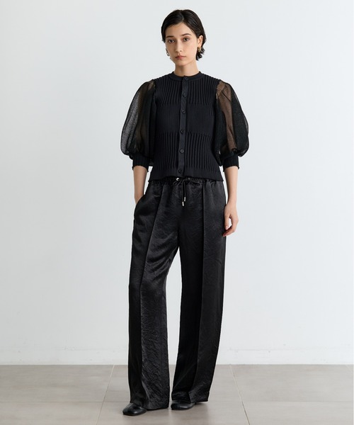 CINOH(チノ)の「【CINOH/チノ】別注 RELAX PANTS/アセテートサテンイージーパンツ(その他パンツ・レディース・ブラック/ベージュ・38/36)」の3枚目の写真