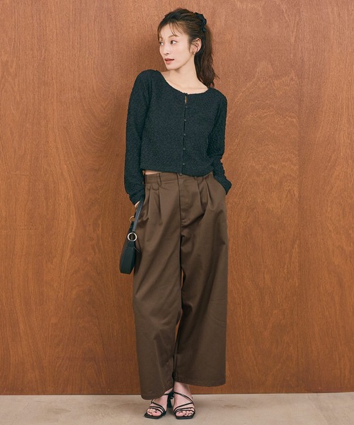 coca(coca)(コカ)の「【西山茉希様着用】ワイドタックチノパンツ(その他パンツ・レディース・ブラウン/ベージュ・L/M)」の2枚目の写真