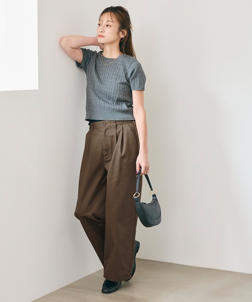 coca(coca)(コカ)の「【西山茉希様着用】ワイドタックチノパンツ(その他パンツ・レディース・ブラウン/ベージュ・L/M)」の14枚目の写真