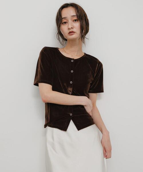 SENSE OF PLACE by URBAN RESEARCH(センスオブプレイスバイアーバンリサーチ)の「ドットボタンベロアカーディガン(カーディガン/ボレロ・レディース・アイボリー/ブラック/ブラウン・ONE)」の18枚目の写真