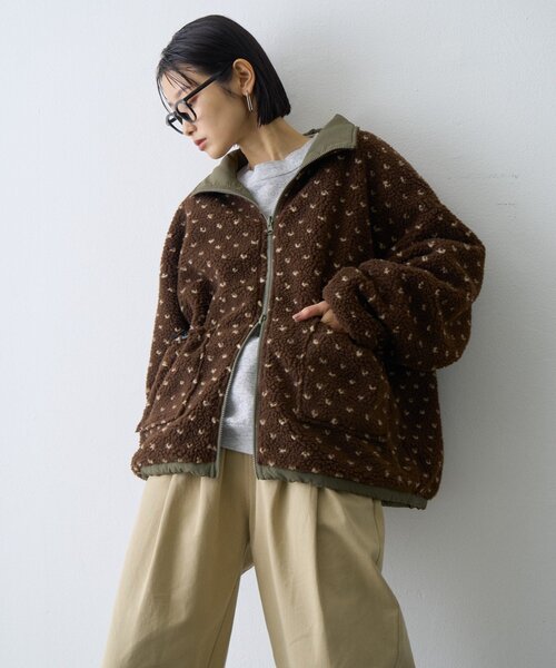 CIAOPANIC TYPY(チャオパニックティピー)の「【WEB限定】2WAYリバーシブル撥水ナイロンボアブルゾン(ブルゾン・レディース・ブラック/ベージュ/ブルー/カーキ・ONE SIZE)」の11枚目の写真