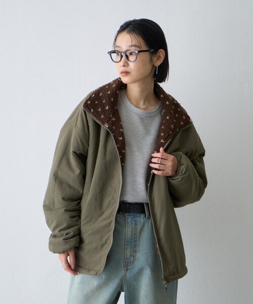 CIAOPANIC TYPY(チャオパニックティピー)の「【WEB限定】2WAYリバーシブル撥水ナイロンボアブルゾン(ブルゾン・レディース・ブラック/ベージュ/ブルー/カーキ・ONE SIZE)」の12枚目の写真