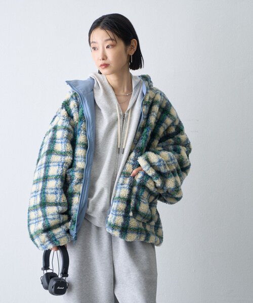CIAOPANIC TYPY(チャオパニックティピー)の「【WEB限定】2WAYリバーシブル撥水ナイロンボアブルゾン(ブルゾン・レディース・ブラック/ベージュ/ブルー/カーキ・ONE SIZE)」の14枚目の写真