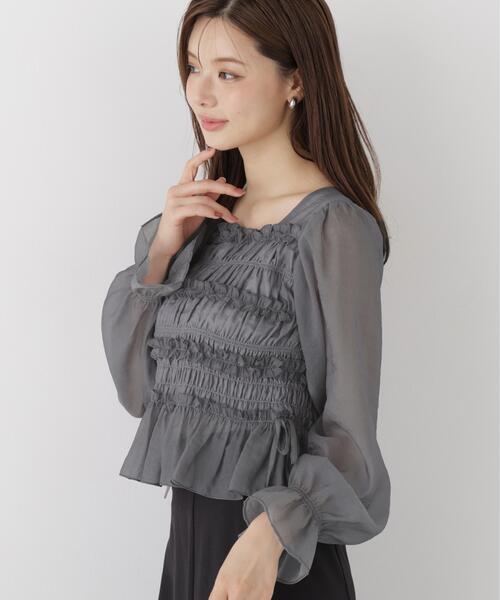 PROPORTION BODY DRESSING(プロポーションボディドレッシング)の「<a>シャーリングフリルキャンディースリーブブラウス / 1216210906(シャツ/ブラウス・レディース・ホワイト系その他/グレー/ピンク・FREE)」の5枚目の写真
