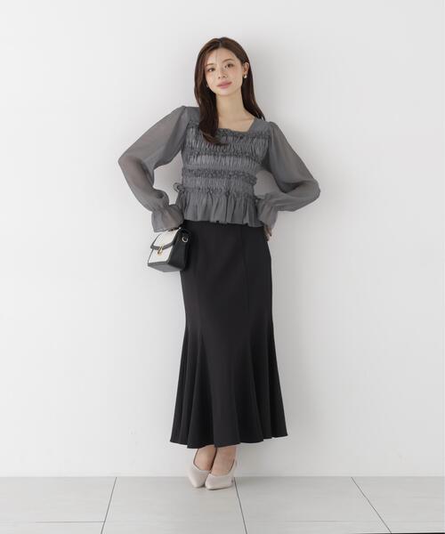 PROPORTION BODY DRESSING(プロポーションボディドレッシング)の「<a>シャーリングフリルキャンディースリーブブラウス / 1216210906(シャツ/ブラウス・レディース・ホワイト系その他/グレー/ピンク・FREE)」の6枚目の写真