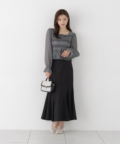 PROPORTION BODY DRESSING(プロポーションボディドレッシング)の「<a>シャーリングフリルキャンディースリーブブラウス / 1216210906(シャツ/ブラウス・レディース・ホワイト系その他/グレー/ピンク・FREE)」の7枚目の写真