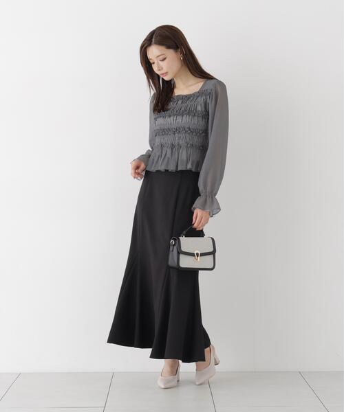 PROPORTION BODY DRESSING(プロポーションボディドレッシング)の「<a>シャーリングフリルキャンディースリーブブラウス / 1216210906(シャツ/ブラウス・レディース・ホワイト系その他/グレー/ピンク・FREE)」の8枚目の写真
