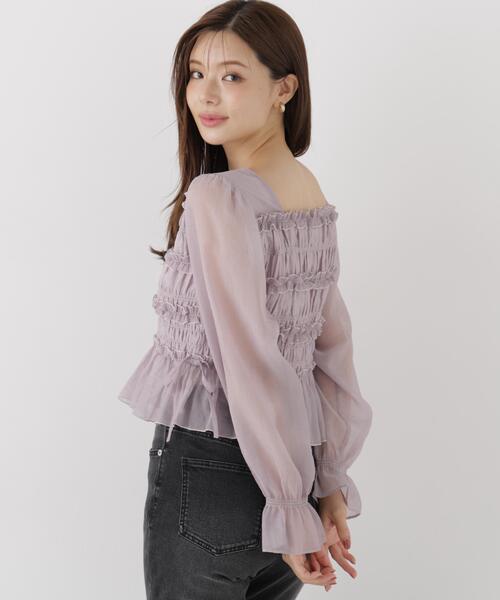PROPORTION BODY DRESSING(プロポーションボディドレッシング)の「<a>シャーリングフリルキャンディースリーブブラウス / 1216210906(シャツ/ブラウス・レディース・ホワイト系その他/グレー/ピンク・FREE)」の19枚目の写真