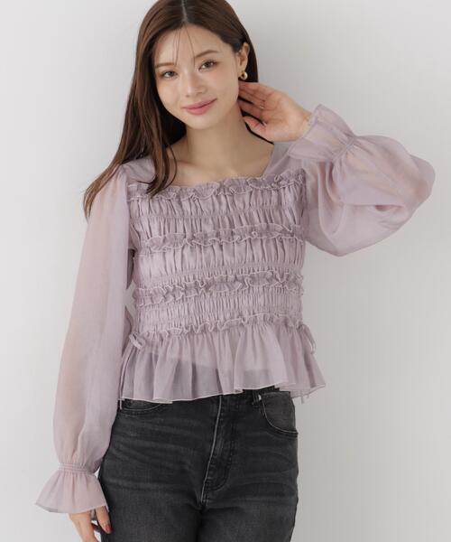 PROPORTION BODY DRESSING(プロポーションボディドレッシング)の「<a>シャーリングフリルキャンディースリーブブラウス / 1216210906(シャツ/ブラウス・レディース・ホワイト系その他/グレー/ピンク・FREE)」の20枚目の写真