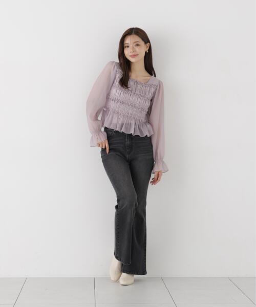 PROPORTION BODY DRESSING(プロポーションボディドレッシング)の「<a>シャーリングフリルキャンディースリーブブラウス / 1216210906(シャツ/ブラウス・レディース・ホワイト系その他/グレー/ピンク・FREE)」の21枚目の写真