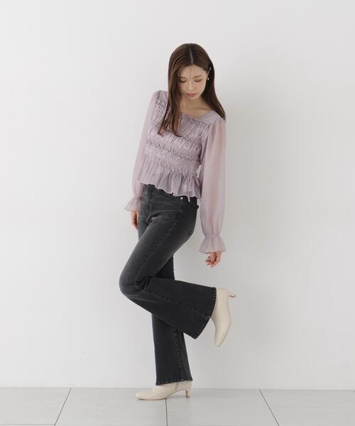 PROPORTION BODY DRESSING(プロポーションボディドレッシング)の「<a>シャーリングフリルキャンディースリーブブラウス / 1216210906(シャツ/ブラウス・レディース・ホワイト系その他/グレー/ピンク・FREE)」の22枚目の写真
