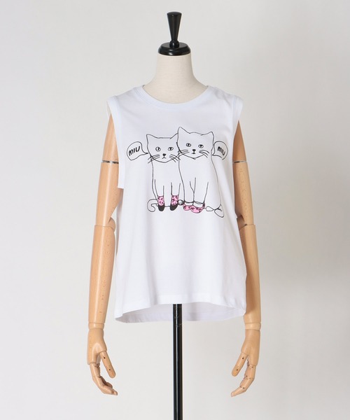 BLACK SCORE(ブラックスコア)の「BLACK SCORE / MIU MIU CATS TANK(ブラックスコア ミウミウキャットタンクトップ)(Tシャツ/カットソー・レディース・ホワイト・36)」の5枚目の写真