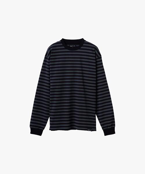 agnes b.(アニエスベー)の「メンズ 細ボーダー コットン 長袖 Tシャツ(Tシャツ/カットソー・メンズ・グレー系その他・1/2/3)」の1枚目の写真