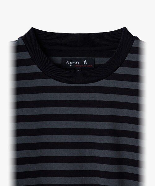agnes b.(アニエスベー)の「メンズ 細ボーダー コットン 長袖 Tシャツ(Tシャツ/カットソー・メンズ・グレー系その他・1/2/3)」の2枚目の写真