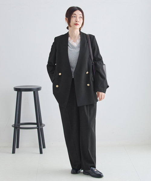 journal standard L'essage（ジャーナルスタンダードレサージュ）の「ヴィスポリギャバノーカラージャケット（ノーカラージャケット・レディース・ブラック・38/36）」の15枚目の写真