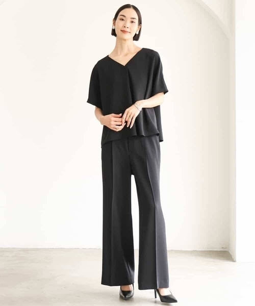 MICHEL KLEIN（ミッシェル・クラン）の「[セットアップ対応]Vネックフレアブラウス（シャツ/ブラウス・レディース・ブラック・38）」の12枚目の写真