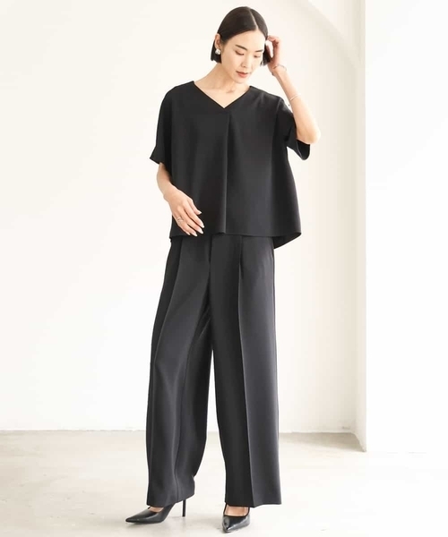 MICHEL KLEIN（ミッシェル・クラン）の「[セットアップ対応]Vネックフレアブラウス（シャツ/ブラウス・レディース・ブラック・38）」の13枚目の写真