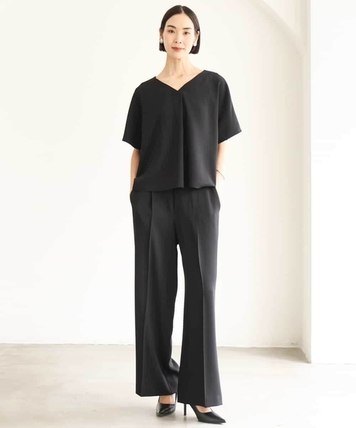 MICHEL KLEIN（ミッシェル・クラン）の「[セットアップ対応]Vネックフレアブラウス（シャツ/ブラウス・レディース・ブラック・38）」の14枚目の写真