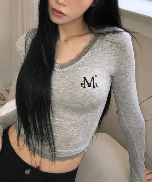 MUCENT(ムセント)の「MUCENT/SUNNIORレーストップス(Tシャツ/カットソー・レディース・ホワイト/グレー/ネイビー/ブラック・FREE)」の3枚目の写真