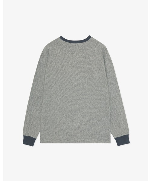 FRONT 11201(フロントワンワントゥーオーワン)の「REDE Organic Cotton Raffy Striped Long Sleeve T-shirt(Tシャツ/カットソー・メンズ・チャコールグレー・XL/L/M/S)」の2枚目の写真