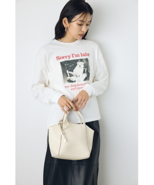 AZUL by moussy(アズールバイマウジー)の「2WAY ボールチェーンミニトートバッグ ハンドバッグ ショルダーバッグ 斜め掛け・肩掛けOK!ショルダーストラップ付き(ショルダーバッグ・レディース・グレー/ブラック/アイボリー・FREE)」の5枚目の写真