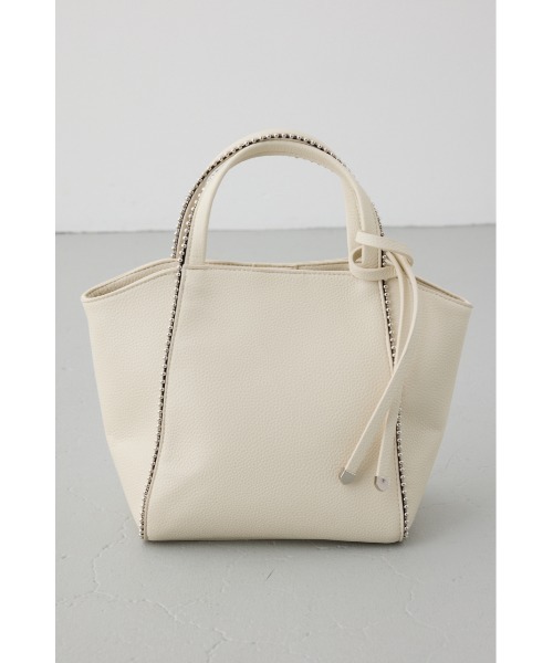AZUL by moussy(アズールバイマウジー)の「2WAY ボールチェーンミニトートバッグ ハンドバッグ ショルダーバッグ 斜め掛け・肩掛けOK!ショルダーストラップ付き(ショルダーバッグ・レディース・グレー/ブラック/アイボリー・FREE)」の9枚目の写真
