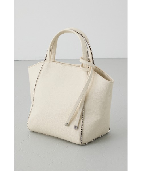 AZUL by moussy(アズールバイマウジー)の「2WAY ボールチェーンミニトートバッグ ハンドバッグ ショルダーバッグ 斜め掛け・肩掛けOK!ショルダーストラップ付き(ショルダーバッグ・レディース・グレー/ブラック/アイボリー・FREE)」の10枚目の写真