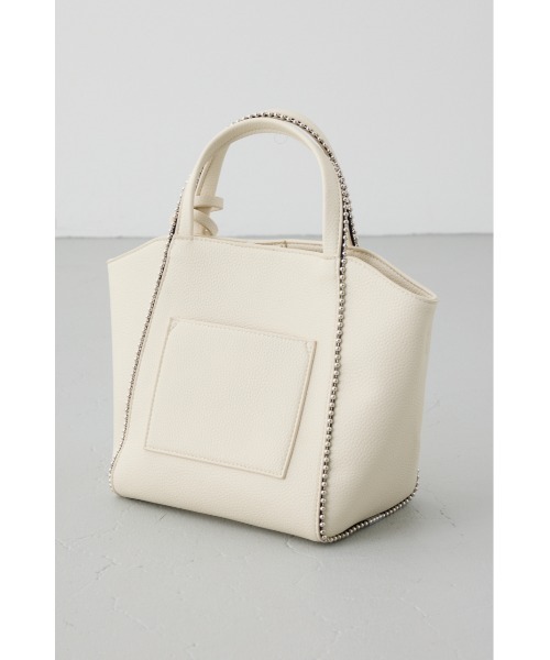 AZUL by moussy(アズールバイマウジー)の「2WAY ボールチェーンミニトートバッグ ハンドバッグ ショルダーバッグ 斜め掛け・肩掛けOK!ショルダーストラップ付き(ショルダーバッグ・レディース・グレー/ブラック/アイボリー・FREE)」の12枚目の写真