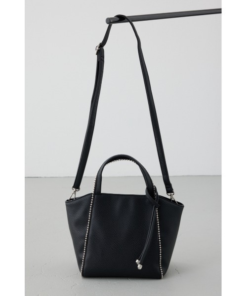 AZUL by moussy(アズールバイマウジー)の「2WAY ボールチェーンミニトートバッグ ハンドバッグ ショルダーバッグ 斜め掛け・肩掛けOK!ショルダーストラップ付き(ショルダーバッグ・レディース・グレー/ブラック/アイボリー・FREE)」の20枚目の写真