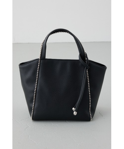 AZUL by moussy(アズールバイマウジー)の「2WAY ボールチェーンミニトートバッグ ハンドバッグ ショルダーバッグ 斜め掛け・肩掛けOK!ショルダーストラップ付き(ショルダーバッグ・レディース・グレー/ブラック/アイボリー・FREE)」の21枚目の写真