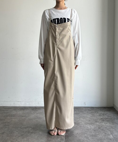 DouDou(ドゥドゥ)の「【WEB限定】フェイクレザーストラップジャンスカ(ワンピース・レディース・ブラック/ライトベージュ・FREE)」の22枚目の写真