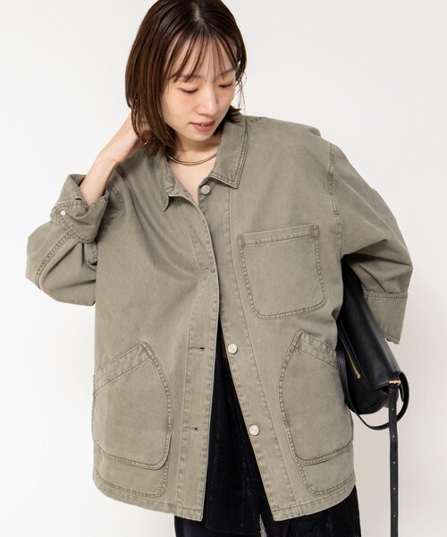 NOLLEY’S(ノーリーズ)の「【WEB限定】ウォッシャブルケミカルウォッシュカバーオール(ブルゾン・レディース・カーキ・FREE)」の6枚目の写真