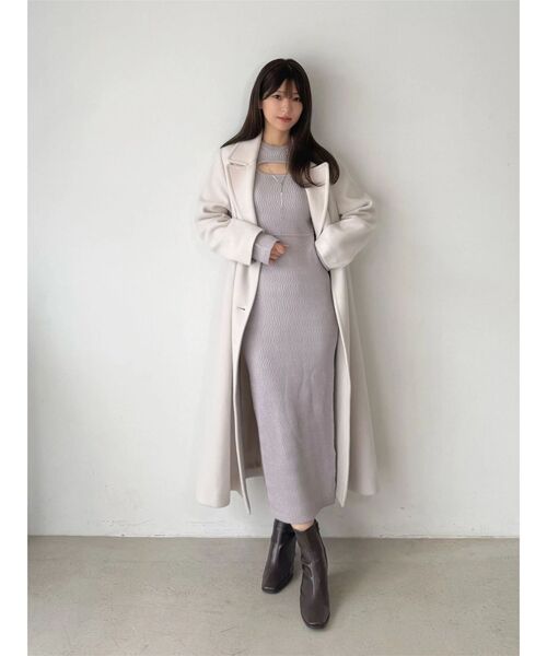 MERCURYDUO(マーキュリーデュオ)の「チェーン付カットアウトラメニットワンピース(ワンピース・レディース・ライム/ブラック/ラベンダー・FREE)」の19枚目の写真